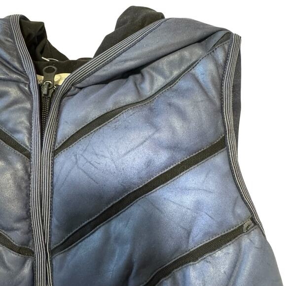 Blanc Noir Mesh Inset Reflective Midnight Blue Puffer Vest - Picture 7 of 7